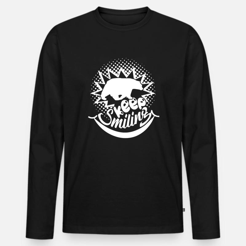 Sloth Sloth Keep Smiling - Men's Premium Organic Long Sleeve Shirt - black