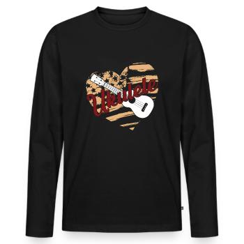 Ukulele Ukulele Flag - Men's Premium Organic Long Sleeve Shirt - black - Front - Nico (187cm)
