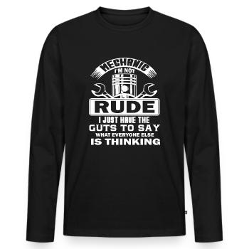 Mechanic Mechanic I Am Not Rude - Men's Premium Organic Long Sleeve Shirt - black - Front - Nico (187cm)