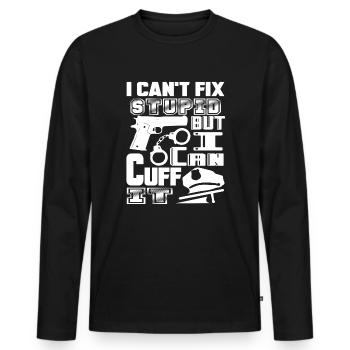 Police Officer Police Officer Can Cuff It - Men's Premium Organic Long Sleeve Shirt - black - Front - Nico (187cm)