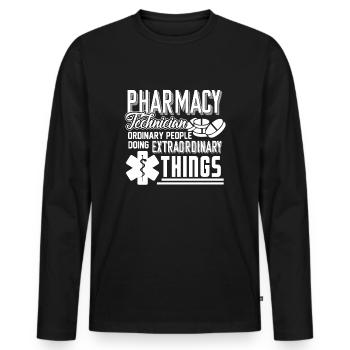 Pharmacy Technician Pharmacy Technician Doing - Men's Premium Organic Long Sleeve Shirt - black - Front - Nico (187cm)