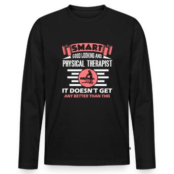 Physical Therapist Smart Physical Therapist - Men's Premium Organic Long Sleeve Shirt - black - Front - Nico (187cm)