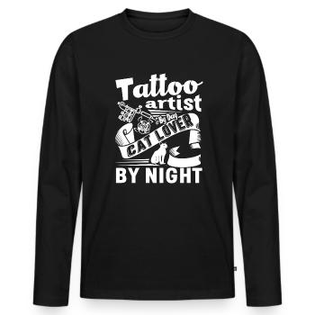 Tattoo Artist Tattoo Artist Cat Lover - Men's Premium Organic Long Sleeve Shirt - black - Front - Nico (187cm)