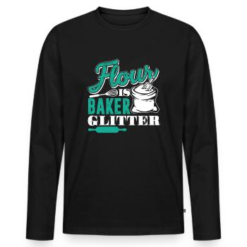 Baker Flour Is Baker Glitter - Men's Premium Organic Long Sleeve Shirt - black - Front - Nico (187cm)