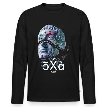 Triste triste graphique - T-shirt manches longues Premium bio Homme - noir - Devant - Nico (187cm)