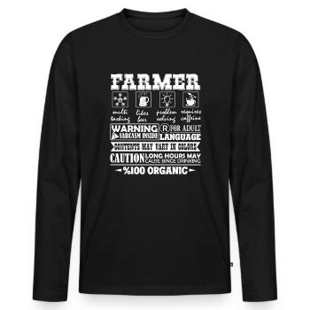 Farmer Multitasking 100 Organic - Men's Premium Organic Long Sleeve Shirt - black - Front - Nico (187cm)