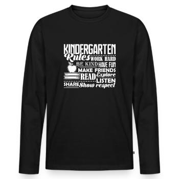 Kindergarten Teacher Kindergarten Rules - Men's Premium Organic Long Sleeve Shirt - black - Front - Nico (187cm)