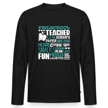 Preschool Teacher Preschool Teacher Fun Love - Men's Premium Organic Long Sleeve Shirt - black - Front - Nico (187cm)