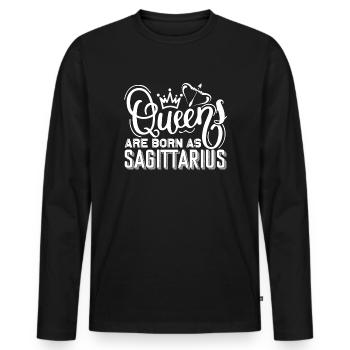 Sagittarius Queen Are Born As Sagittarius - Men's Premium Organic Long Sleeve Shirt - black - Front - Nico (187cm)