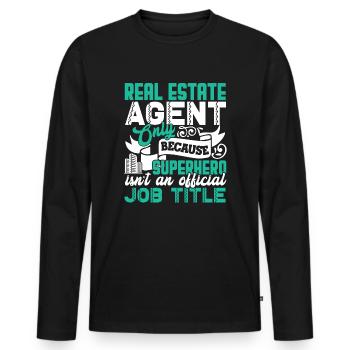 Real Estate Real Estate Agent Job Title - Men's Premium Organic Long Sleeve Shirt - black - Front - Nico (187cm)