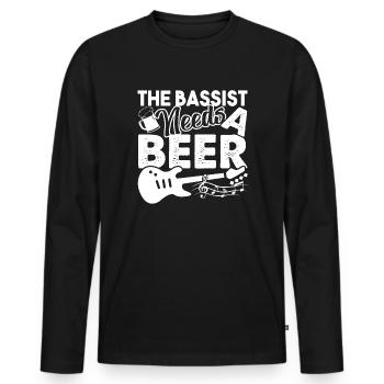 Bass Guitar The Bassist Bass Guitar Needs A Beer - Men's Premium Organic Long Sleeve Shirt - black - Front - Nico (187cm)