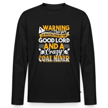 Coal Miner Protected By Coal Miner - Men's Premium Organic Long Sleeve Shirt - black - Front - Nico (187cm)