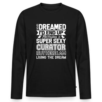 Curator Marrying A Super Sexy Curator - Men's Premium Organic Long Sleeve Shirt - black - Front - Nico (187cm)