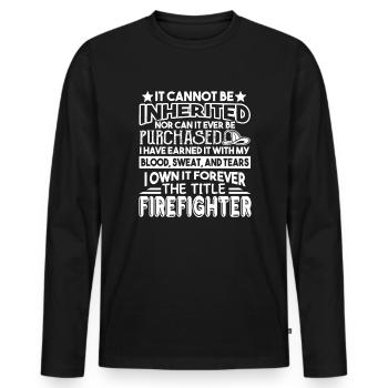Firefighter Forever The Title Firefighter - Men's Premium Organic Long Sleeve Shirt - black - Front - Nico (187cm)