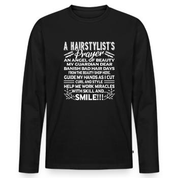 Hair Stylist Hair Stylist's Prayer - Men's Premium Organic Long Sleeve Shirt - black - Front - Nico (187cm)
