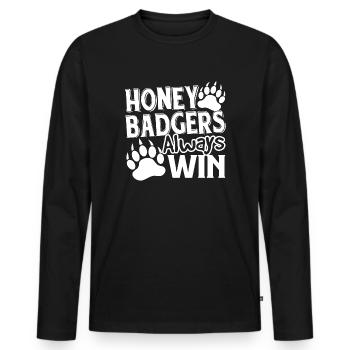 Honey Badger Honey Badgers Always Win - Men's Premium Organic Long Sleeve Shirt - black - Front - Nico (187cm)