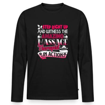 Massage Therapist Massage Therapist In Action - Men's Premium Organic Long Sleeve Shirt - black - Front - Nico (187cm)