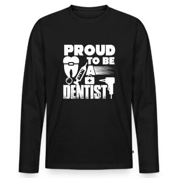 Dentist Proud To Be A Dentist - Men's Premium Organic Long Sleeve Shirt - black - Front - Nico (187cm)