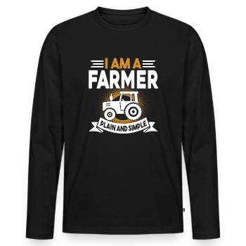 Farmer I Am A Farmer Plain And Simple - Men's Premium Organic Long Sleeve Shirt - black - Front - Nico (187cm)