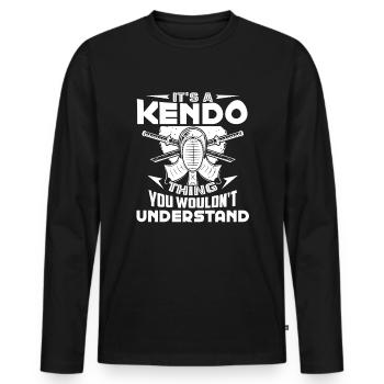 Kendo It's a Kendo Thing - Men's Premium Organic Long Sleeve Shirt - black - Front - Nico (187cm)