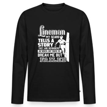 Lineman My Scars Tells A Story - Men's Premium Organic Long Sleeve Shirt - black - Front - Nico (187cm)