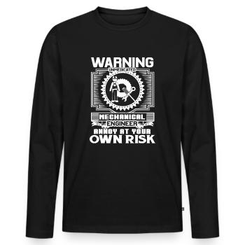 Mechanical Engineer Mechanical Engineer Warning - Men's Premium Organic Long Sleeve Shirt - black - Front - Nico (187cm)