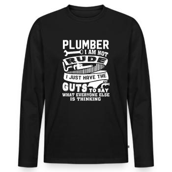 Plumber Plumber I Am Not Rude - Men's Premium Organic Long Sleeve Shirt - black - Front - Nico (187cm)