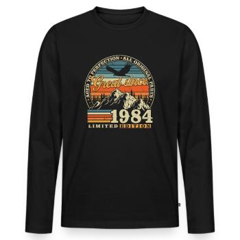 Great Since 1984 Vintage Birthday Gift - Men's Premium Organic Long Sleeve Shirt - black - Front - Nico (187cm)