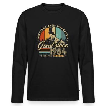 Great Since 1984 Vintage Vintage Birthday - Men's Premium Organic Long Sleeve Shirt - black - Front - Nico (187cm)