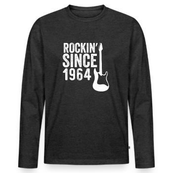 60e anniversaire - Rockin' depuis 1964 - T-shirt manches longues Premium bio Homme - anthracite chiné - Devant - Nico (187cm)