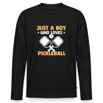 Just A Boy Who Loves Pickleball - Men's Premium Organic Long Sleeve Shirt - black - Front - Nico (187cm)