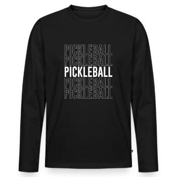 Pickleball - Pickleballdesign - Männer Premium Bio Langarmshirt - Schwarz - Vorne - Nico (187cm)