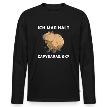 I just like capybaras ok? - Men's Premium Organic Long Sleeve Shirt - black - Front - Nico (187cm)
