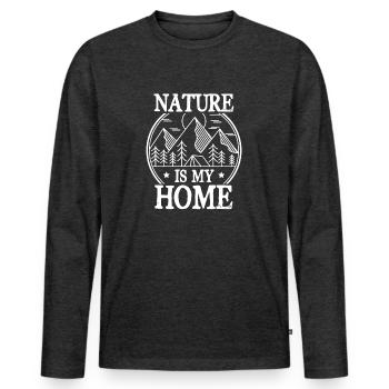 Nature Is My Home - Men's Premium Organic Long Sleeve Shirt - heather anthracite - Front - Nico (187cm)