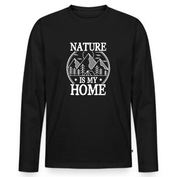Nature Is My Home - Männer Premium Bio Langarmshirt - Schwarz - Vorne - Nico (187cm)