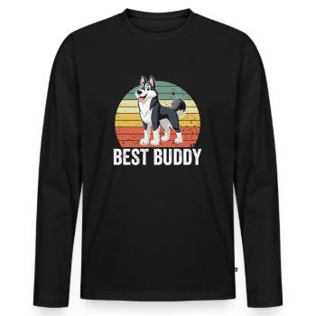 Best Buddy - Huskydesign - Männer Premium Bio Langarmshirt - Schwarz - Vorne - Nico (187cm)
