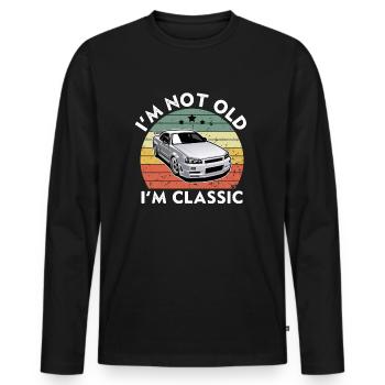 I'm Not Old I'm Classic - Vintage Retro Sunset - Men's Premium Organic Long Sleeve Shirt - black - Front - Nico (187cm)