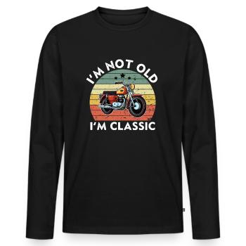 I'm Not Old I'm Classic - Vintage Retro Sunset - Men's Premium Organic Long Sleeve Shirt - black - Front - Nico (187cm)