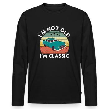 I'm Not Old I'm Classic - Vintage Retro Sunset - Men's Premium Organic Long Sleeve Shirt - black - Front - Nico (187cm)
