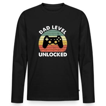 Dad Level Unlocked - Männer Premium Bio Langarmshirt - Schwarz - Vorne - Nico (187cm)