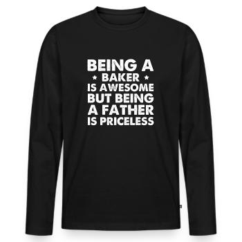 Être boulanger, c’est génial, mais être père - T-shirt manches longues Premium bio Homme - noir - Devant - Nico (187cm)