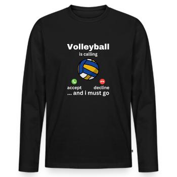 Le volley-ball m’appelle et je dois y aller - T-shirt manches longues Premium bio Homme - noir - Devant - Nico (187cm)