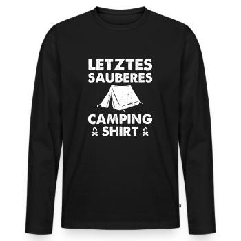 Letztes Sauberes Camping Shirt - Männer Premium Bio Langarmshirt - Schwarz - Vorne - Nico (187cm)