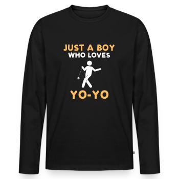 Just A Boy Who Loves Yoyo - Männer Premium Bio Langarmshirt - Schwarz - Vorne - Nico (187cm)