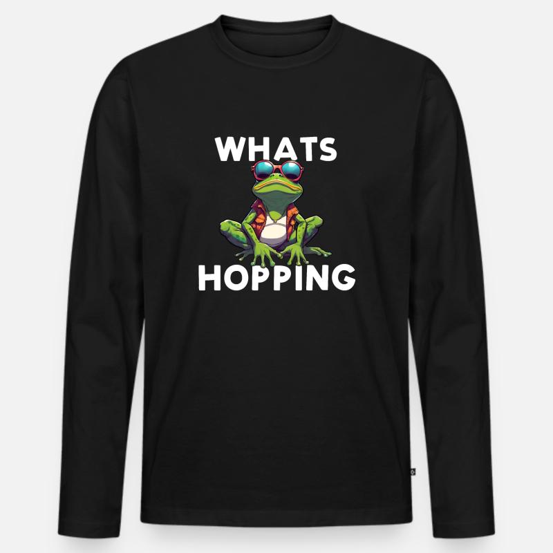 Whats Hopping - Männer Premium Bio Langarmshirt - Schwarz