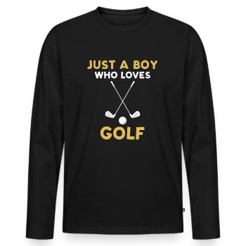 Just A Boy Who Loves Golf - Men's Premium Organic Long Sleeve Shirt - black - Front - Nico (187cm)