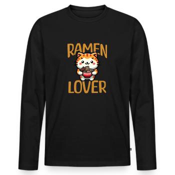 Amant de ramen - T-shirt manches longues Premium bio Homme - noir - Devant - Nico (187cm)