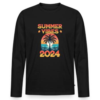 Vibrations estivales 2024 - T-shirt manches longues Premium bio Homme - noir - Devant - Nico (187cm)