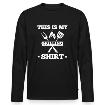 This Is My Grilling Shirt - Men's Premium Organic Long Sleeve Shirt - black - Front - Nico (187cm)