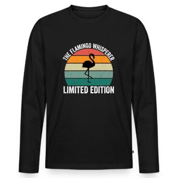 Le chuchoteur de flamants roses - T-shirt manches longues Premium bio Homme - noir - Devant - Nico (187cm)